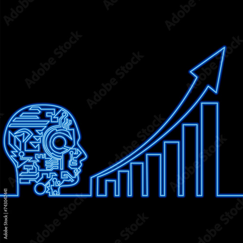 AI Artificial intelligence trading stock exchange market with AI technology icon neon concept