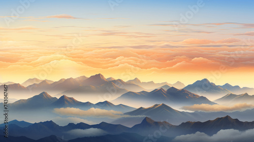 Mountains glow by morning sunlight in the national © Data