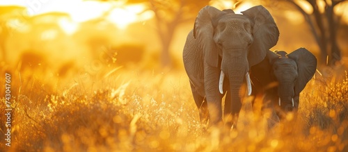 A tender close up image of elephants. with copy space image. Place for adding text or design