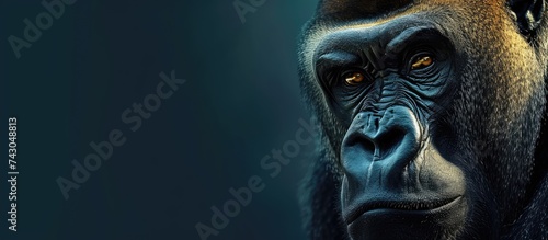 A large gorilla looking around. with copy space image. Place for adding text or design