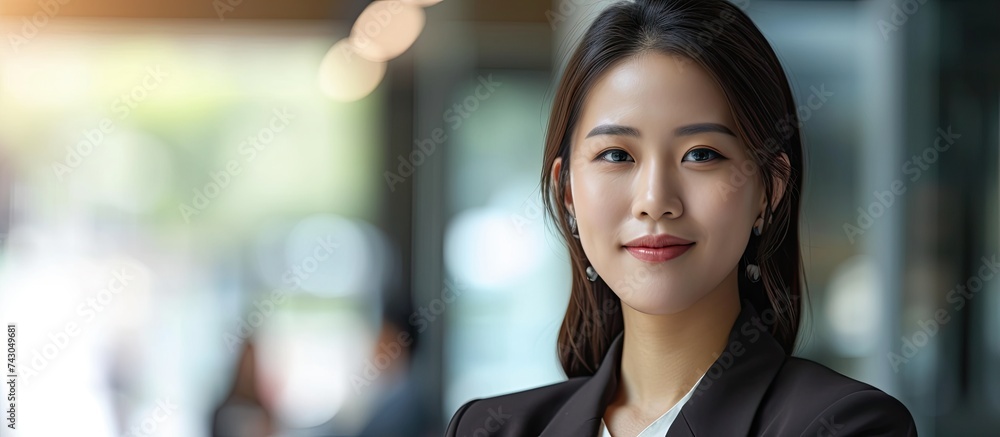 Female loan service providers asian people business professionals ensuring easy loan processes working diligently guiding clients through financial pathways and mapping success. with copy space image - obrazy, fototapety, plakaty 