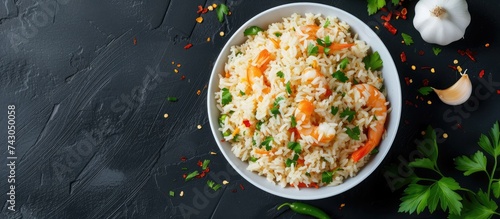 garlic fried rice with shri...