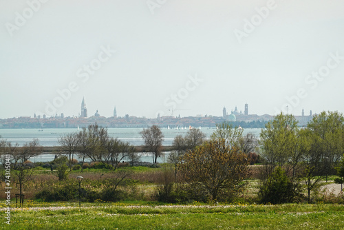 The panorama of old town of Venice from St. Juilian's park photo