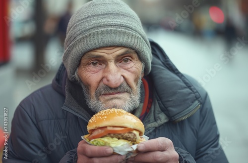 Man with street burger