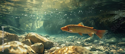 The Danube barbel from Mreznica River Croatia. with copy space image. Place for adding text or design photo
