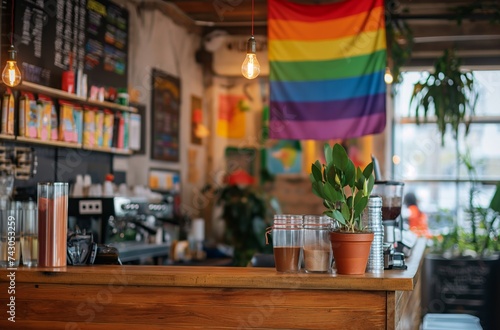 LGBT pride flag in cafe © Victoria