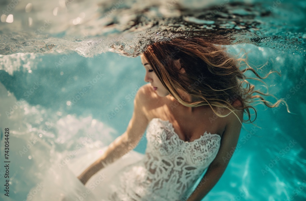 Bridal swim in pool