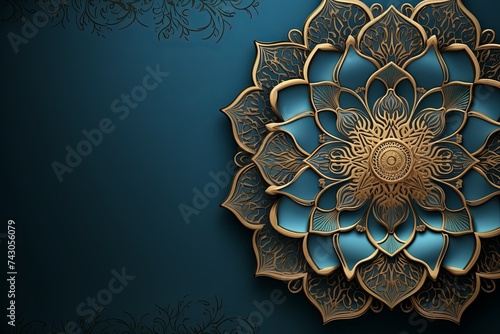 Luxury mandala background with golden Arabic Islamic arabesque pattern design background, 3D rendering