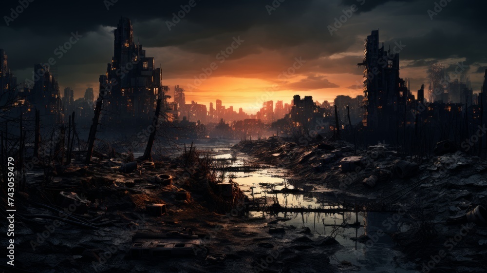 Generative AI Dystopian City Remnants Generative AI Dystopian City Remnants