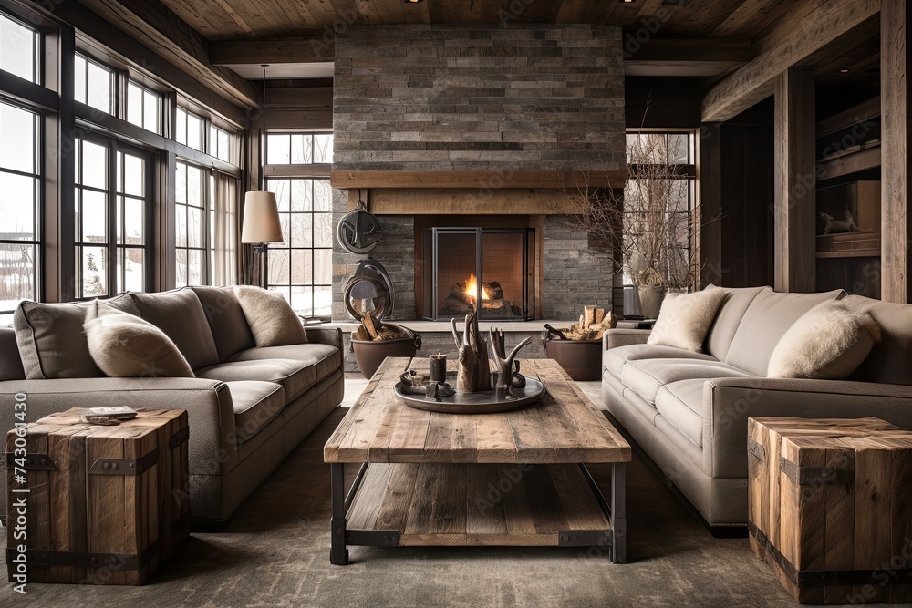 Chic Reclaimed Wood Ceiling Designs for Living Room Coffee Table Bliss
