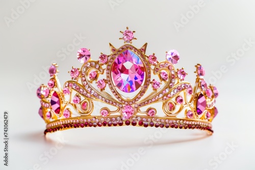 Elegant princess crown on white background, generative AI