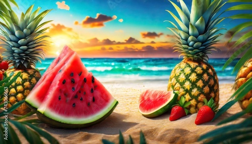tropical fruit on the beach © Frantisek