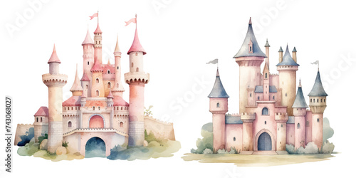watercolor of castle vector illustration