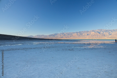 Lake Manly and salt flats at Badwater Basin in Death Valley National Park, California