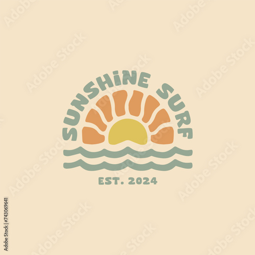 Vintage surf design template for surf club, surf shop, surf merch.