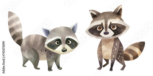 Fototapeta Naklejka Na Ścianę i Meble -  cute raccoon watercolor vector illustration