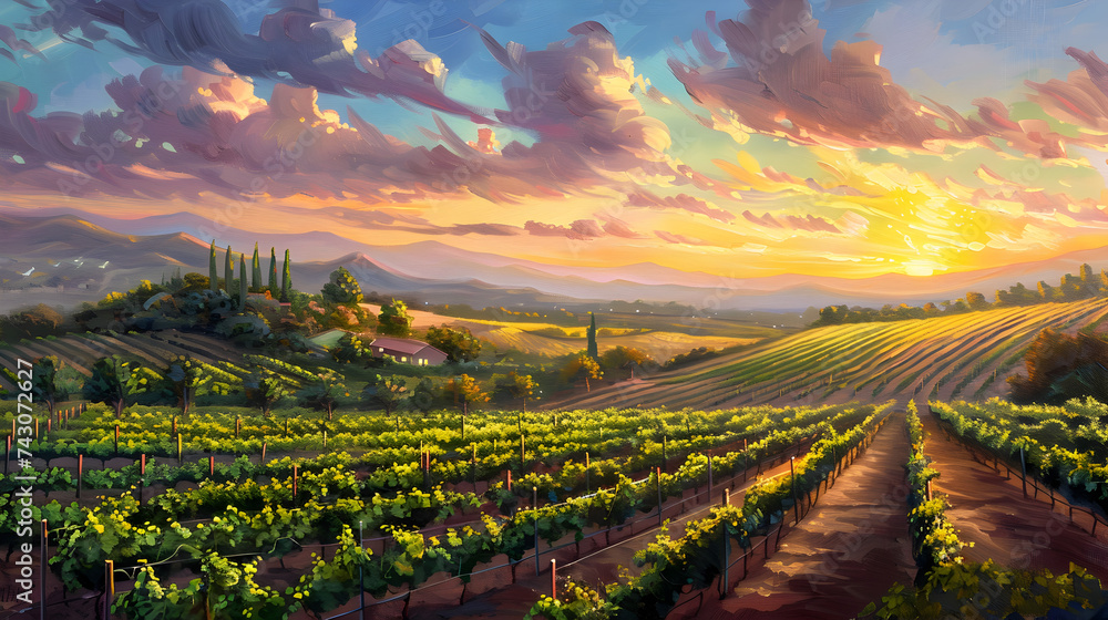 vineyard at sunset 3d image,
Vineyards in Tuscany at sunset Italy Europe