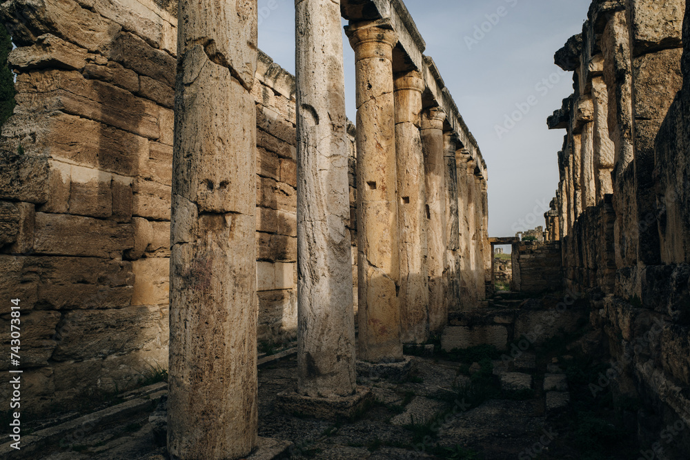 ancient basilica in antique city Hierapolis, Pamukkale, Turkey