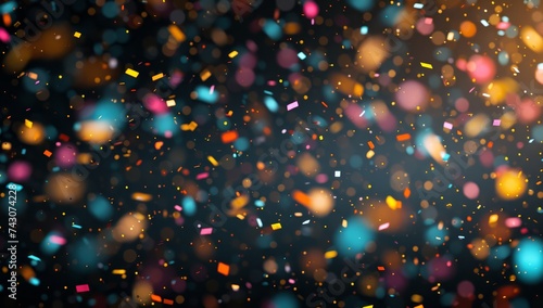 colorful confetti falling over a black background