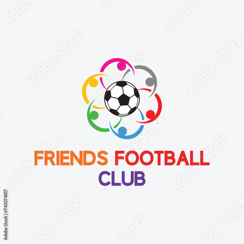 Fototapeta Naklejka Na Ścianę i Meble -  friends football team logo design vector