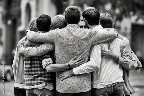 hugs from different people, friends, family, demonstrating the warmth and closeness of human relationships.