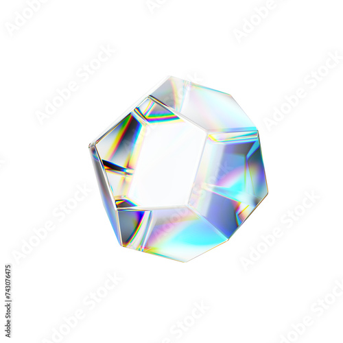 Transparent glass 3D object with dispersion