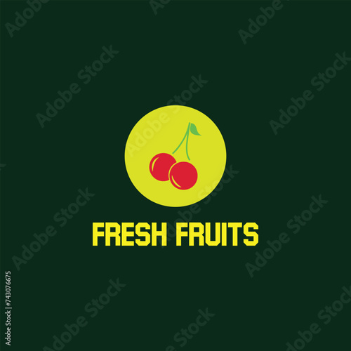 fresh organic food fruits logo design vector
