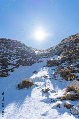 Albania mountains, The peak of Kendrevica in clear sky, hiking. photo