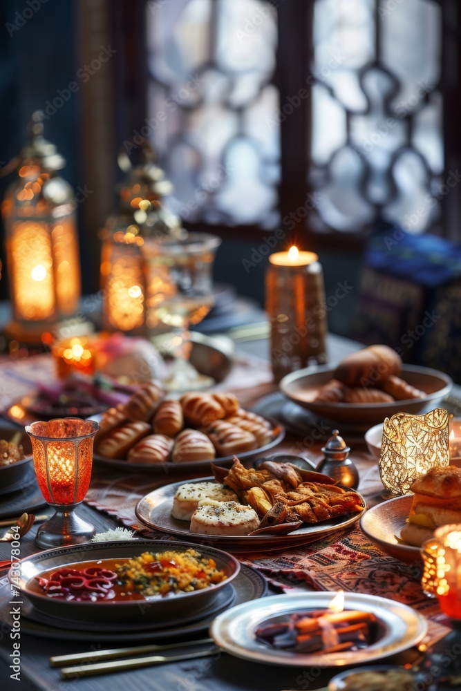 Ramadan dinner. Arabic Middle Eastern traditional cuisine