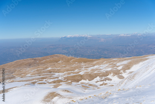 Albania mountains, The peak of Kendrevica in clear sky, hiking. photo