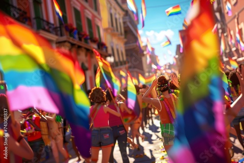 LGBTQ Pride quilting. Rainbow art colorful lgbtq+ art diversity Flag. Gradient motley colored genderjam LGBT rights parade festival windsor tan pride community equality © Leo