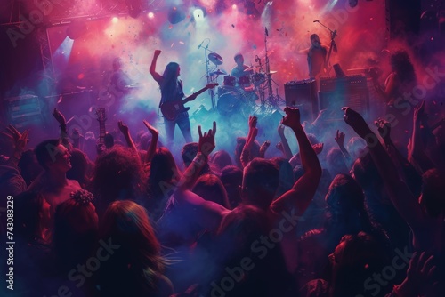 Exuberant Crowd Enjoying a Live Band Performance at a Concert Venue