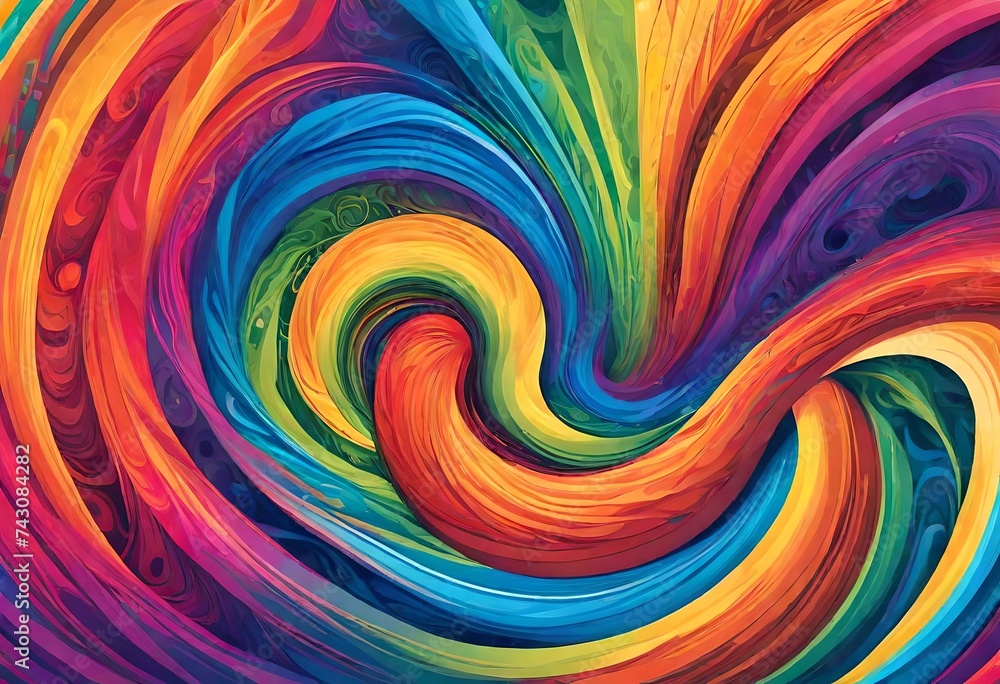 A vibrant and dynamic illustration of a rainbow-colored texture, swirling and intertwining in a mesmerizing display A vibrant and dynamic illustration of a rainbow-colored texture, swirling and intertwining in a mesmerizing display