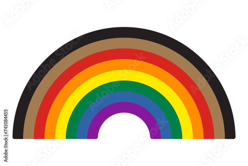 Rainbow icon symbol with black and brown LGBTQ. Flat vector illustration