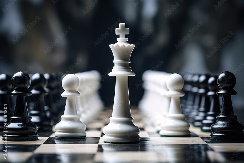 White pawns defend their king on the chessboard White pawns defend their king on the chessboard