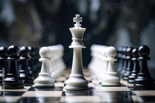 White pawns defend their king on the chessboard