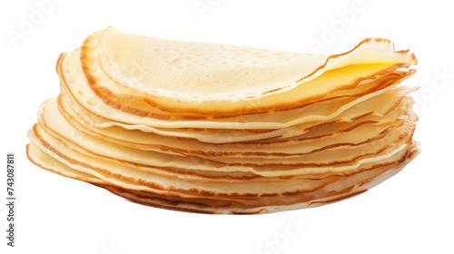 Stack of thin crepes isolated on transparent a white background