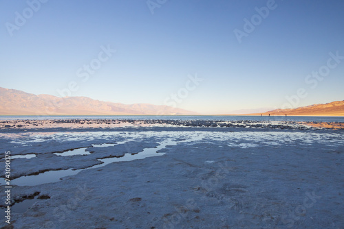 Lake Manly and salt flats at Badwater Basin in Death Valley National Park, California