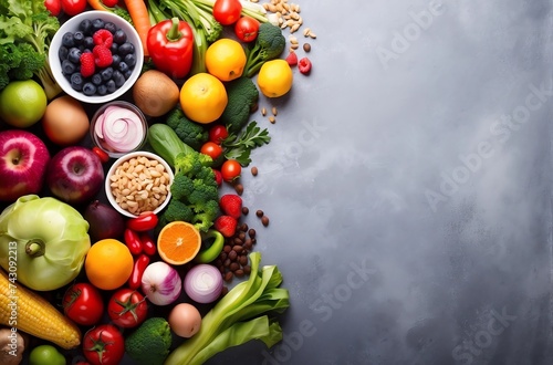Healthy food diet menu vegetables fruits fresh © mischenko