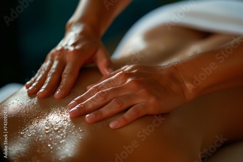 Close-up of a Masseuse Giving a Relaxing Back Massage to a Female Client in a Serene Spa Setting