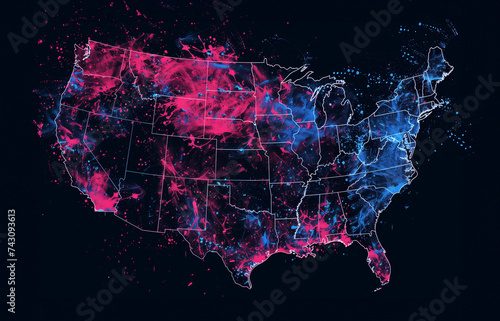 Map of USA: Splashy paints of election map photo