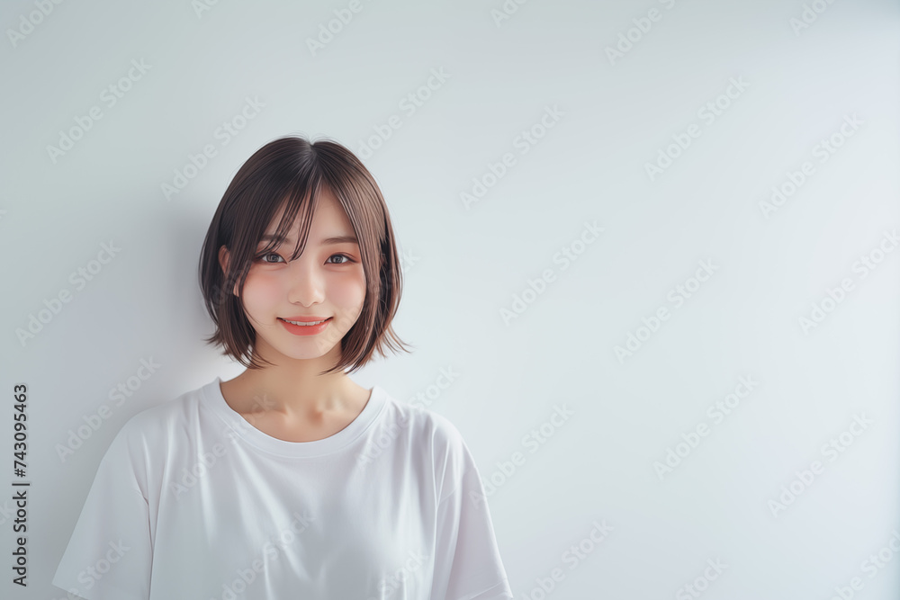 10代の笑顔のかわいいTシャツ女子 10代の笑顔のかわいいTシャツ女子