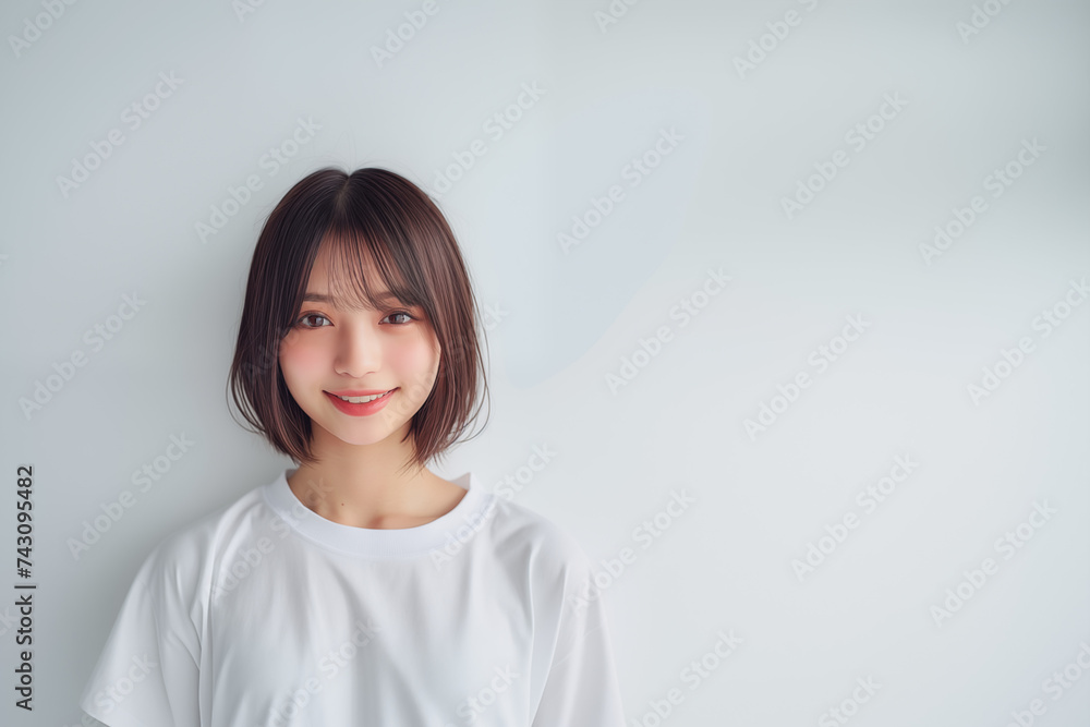 10代の笑顔のかわいいTシャツ女子 10代の笑顔のかわいいTシャツ女子
