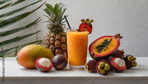 Pineapple Juice with Tropical Fruit Collection