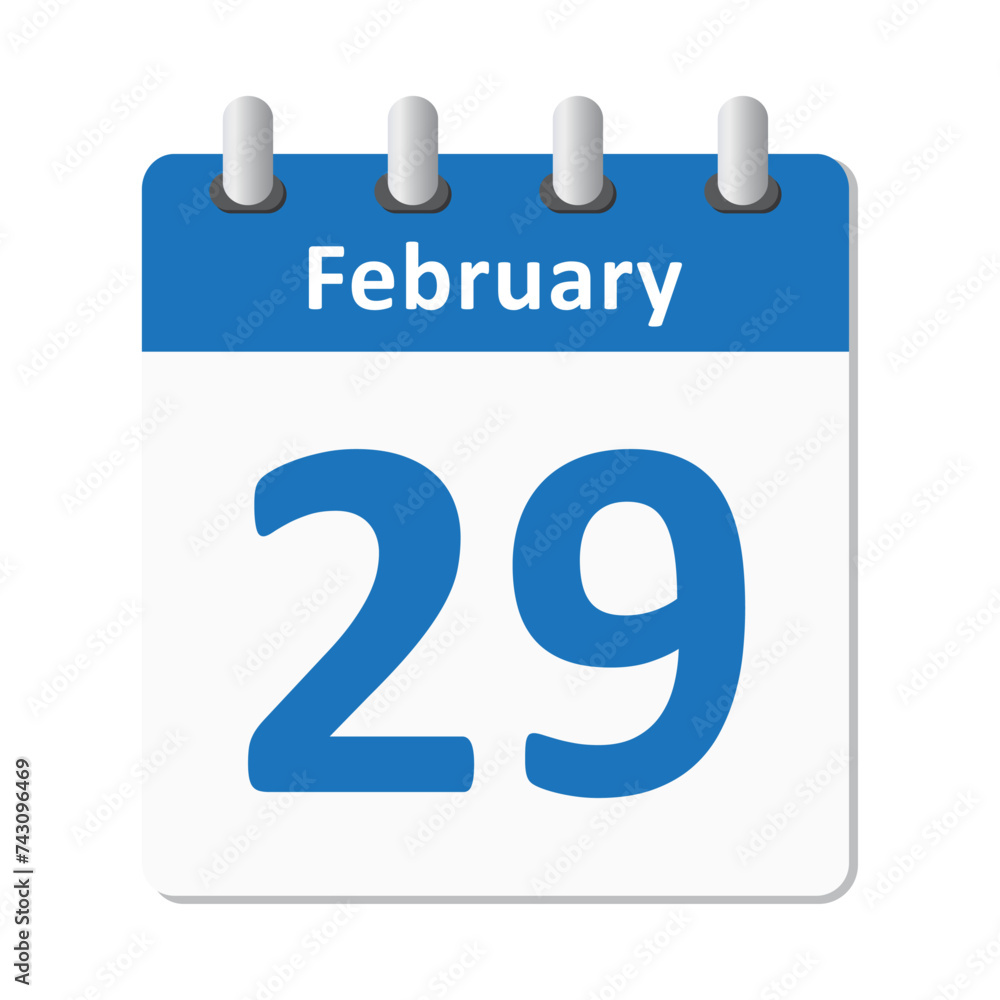 29 February leap year day calendar icon vector illustration in blue color on white background - Vector Icon 29 February leap year day calendar icon vector illustration in blue color on white background - Vector Icon