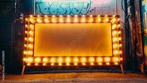 a large yellow lighting frame on the streeet Generative AI photo