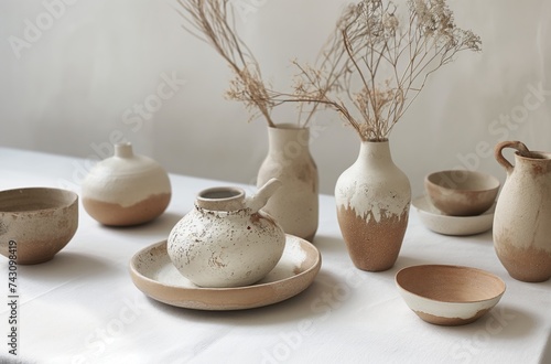 Handcrafted ceramic pottery display