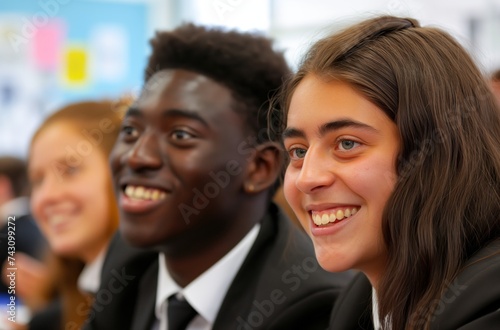 Classmates in classroom setting photo