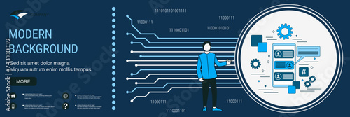 Digital technology banner vector design template. Web chat, internet forum concept