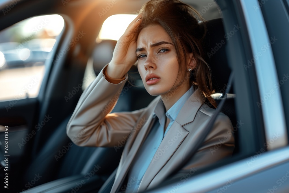 Professional Woman Experiencing Stress While Driving Professional Woman Experiencing Stress While Driving